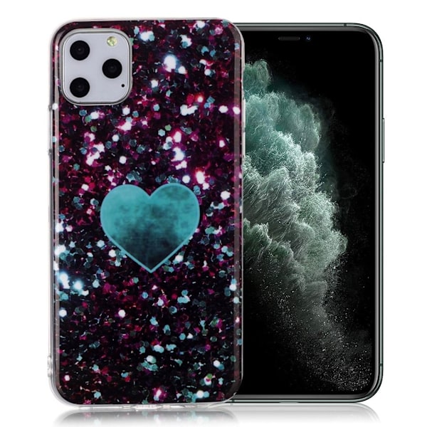Marble iPhone 11 Pro Max Etui - Glimmering Blå Hjerte Blue