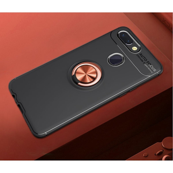 Xiaomi Mi 8 Lite fingerring etui - Sort/Rosa Pink