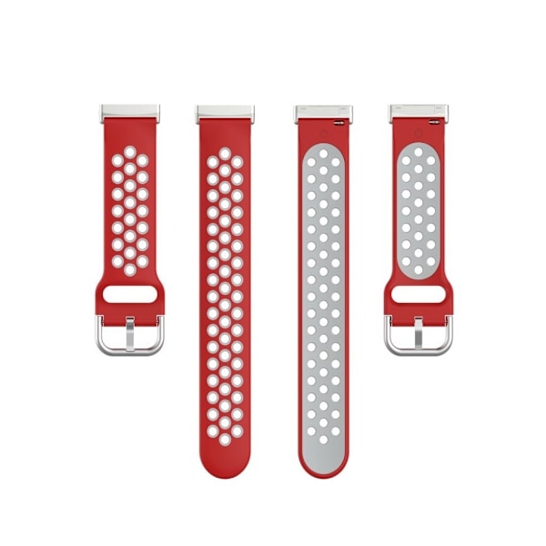 Fitbit Versa 3 / Sense bi-farve silikone rem - rød / grå Red