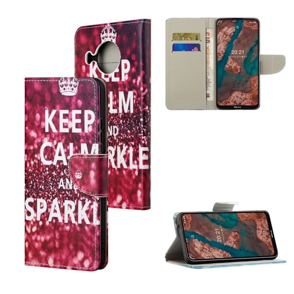 Wonderland Nokia X10 / X20 Flip etui - Keep calm og sparkle Red