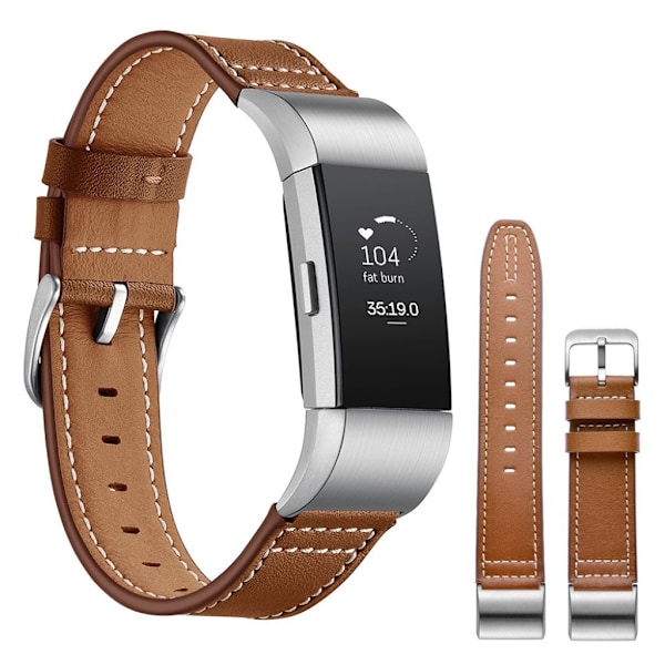 Fitbit Charge 2 klockarmband i äkta läder - Brun Brun