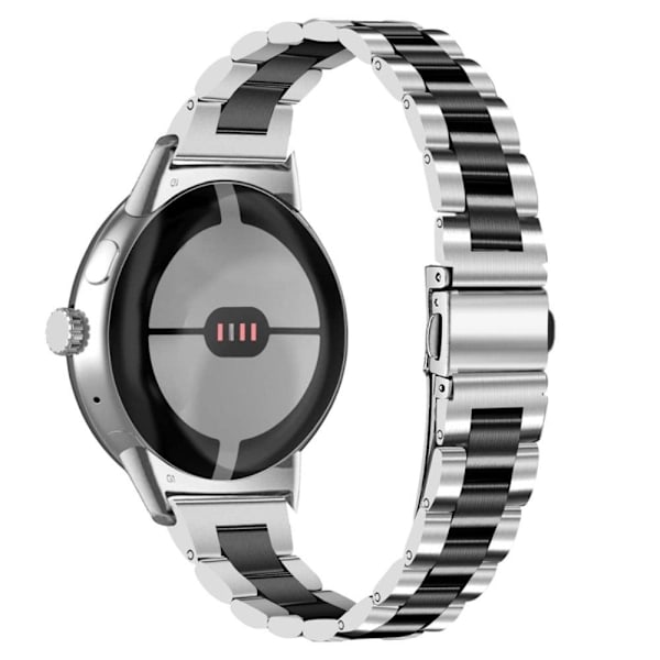 Klockarmband med 3 pärlor i rostfritt stål Google Pixel Watch - Silver / Svart Svart