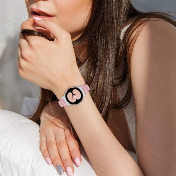 Samsung Galaxy Watch 5 / 5 Pro gradientfärgad klockarmband i koskinnläder - Silver / Rosa Rosa