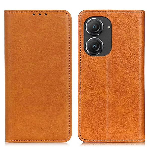 Äkta läder Asus Zenfone 9 fodral - Brun Brun