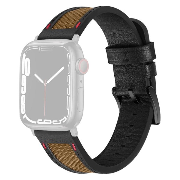 Apple Watch Series 8 (41 mm) nylon med urrem i okselæder - Brun / Sort Spænde Black