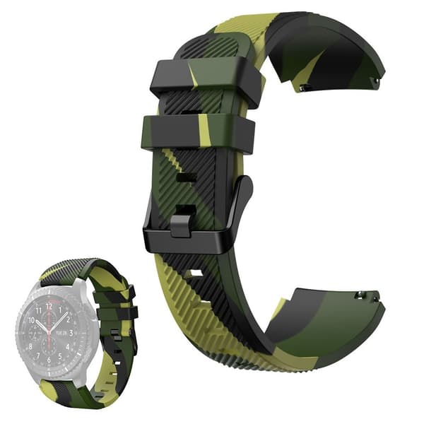 22 mm Universal twill wave camouflage klockarmband i silikon - Militärgrön Grön