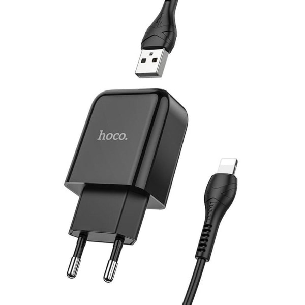 HOCO N2 Vigour single port charger Set(Lightning)(EU) - black Svart