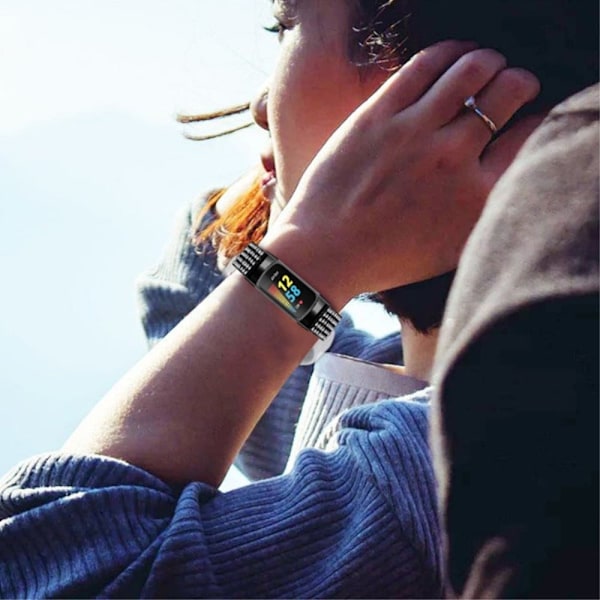 Fitbit Charge 5 urrem i rustfrit stål med rhinestone-dekor - Sort Black