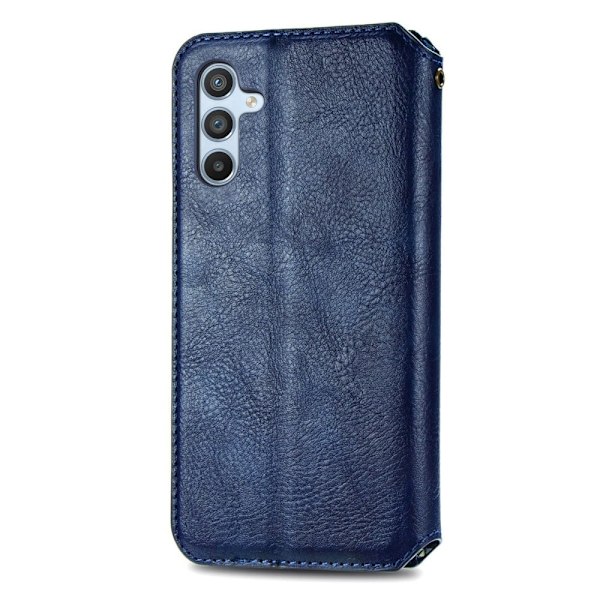 Læder Etui med A Stilfuldt Rhombus Tryk til Samsung Galaxy A54 - Blå Blue