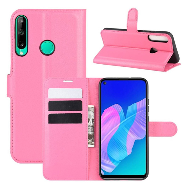 Klassisk Huawei P40 Lite E flip etui - Rose Pink