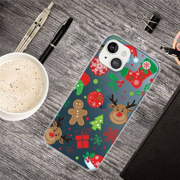 Julfodral till iPhone 14 - Christmas Sticker Röd