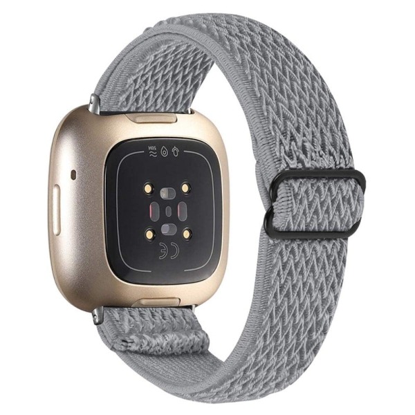 Fitbit Sense / Versa 3 elastic watch strap with adjustable buckl Silvergrå