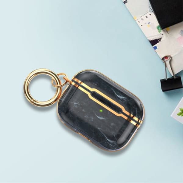 AirPods Pro 2 kult karbonfiber-etui med spenne - Svart / Sølv Black