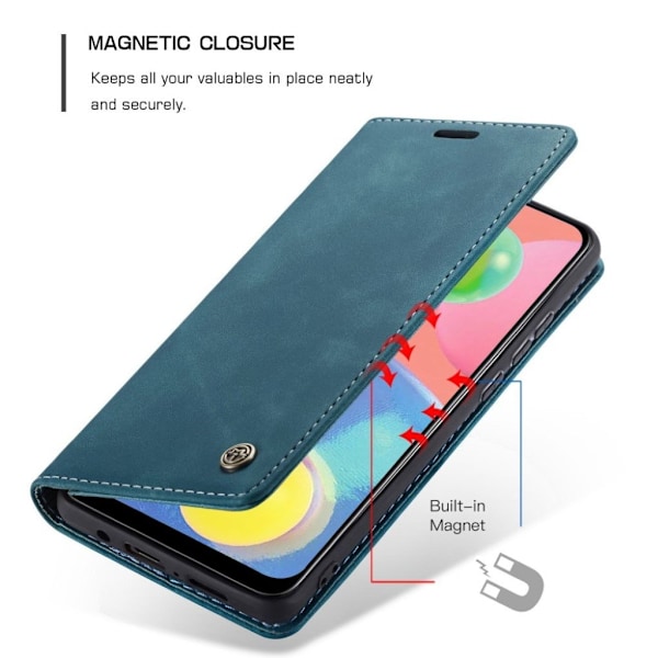 CaseMe Samsung Galaxy A70s vintage-kotelo - Sininen Blue