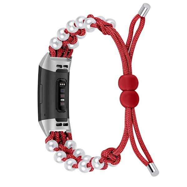 Fitbit Charge 4 / 3 muodikas pallo nylon kellon hihna - Punainen Red