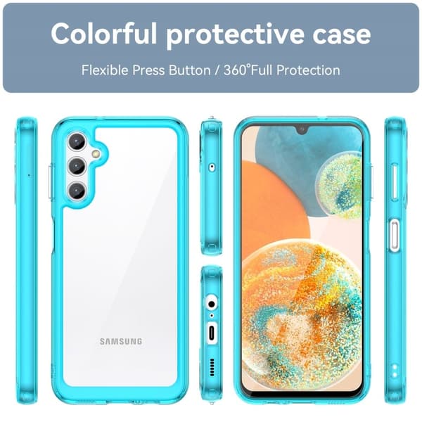 Samsung Galaxy M44 smart akryl cover - Gennemsigtig Blå Blue
