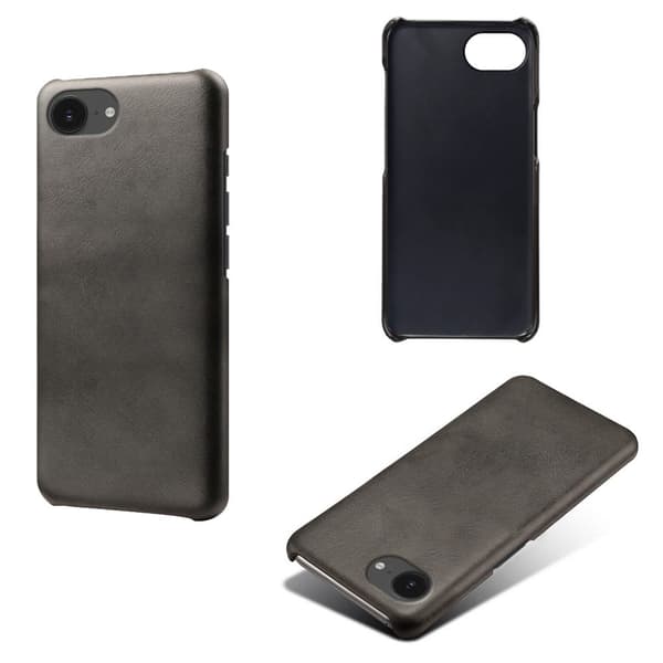 16e Case Calf Texture Vegansk Læder Hard PC Protective Phone Cover - Sort Black