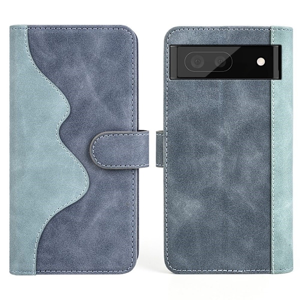 Tvåfärgat Google Pixel 7 fodral i läder - Blå Blå