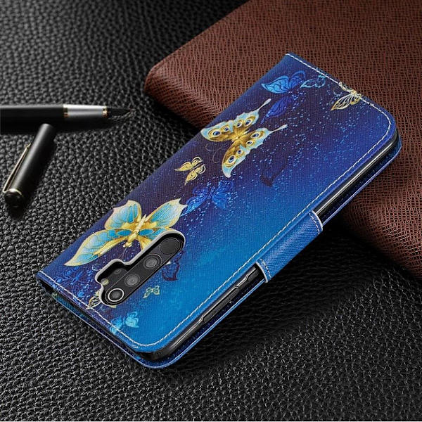 Wonderland Xiaomi Redmi Note 8 Pro Etui - Guld Sommerfugle Multicolor