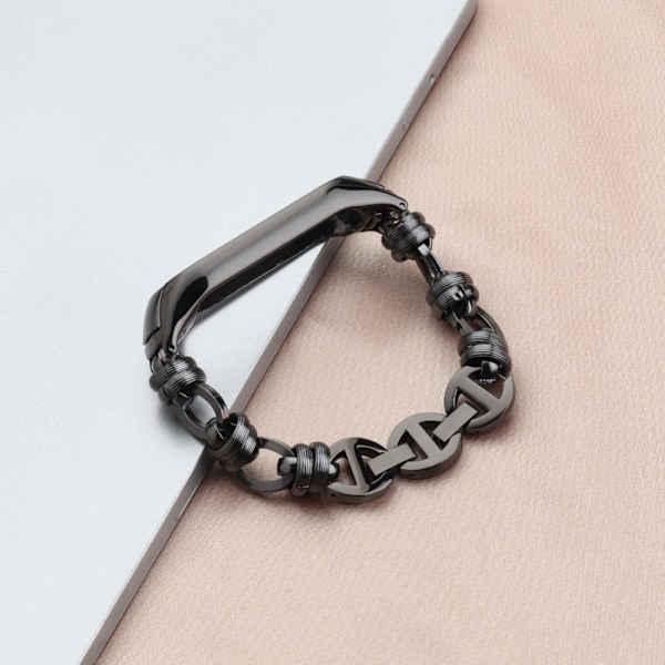 Xiaomi Mi Smart Band 4 / 3 moderiktigt klockarmband i rostfritt stål - Svart Svart