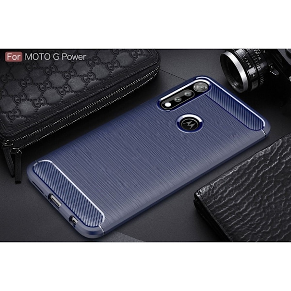 Carbon Flex Cover - Motorola Moto G Power - Blå Blue