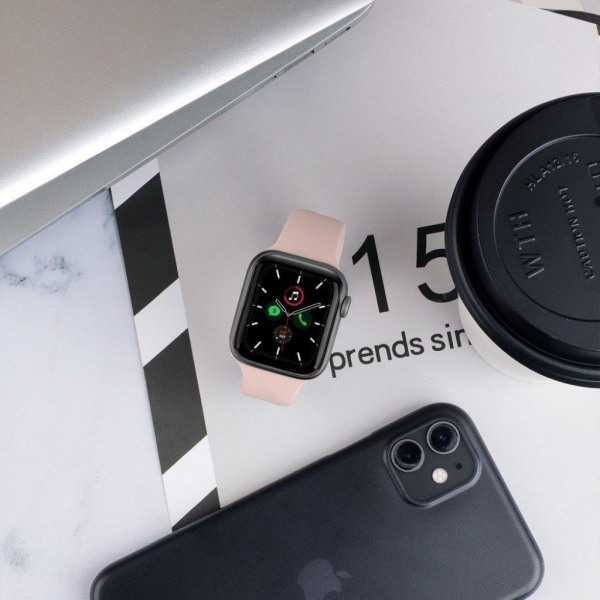 Apple Watch Series 5 / 4 44mm silikoninen joustava kellonauha - Vaaleanpunainen Koko: L Pink