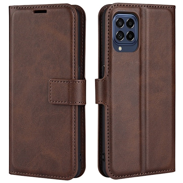 Hållbart konstläder Samsung Galaxy M33 5G fodral med plånbok - Brun Brun