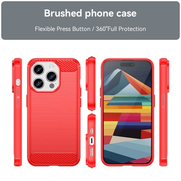 Carbon Flex Suojakotelo iPhone 15 Pro - Punainen Red