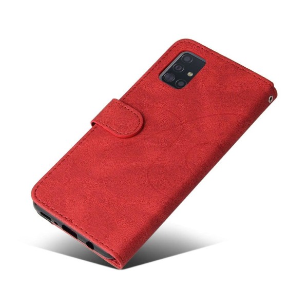 Texturerat läder Samsung Galaxy A51 fodral med handledsband - Rö Röd