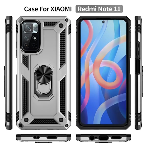 Bofink Combat Xiaomi Redmi Note 11T 5G / Xiaomi Redmi Note 11S 5G skal - Silver/Grå Silvergrå