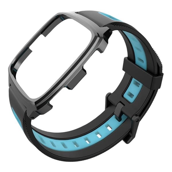 MIJOBS Fitbit Versa klockarmband med twillstruktur - Svart / Baby Blå Blå