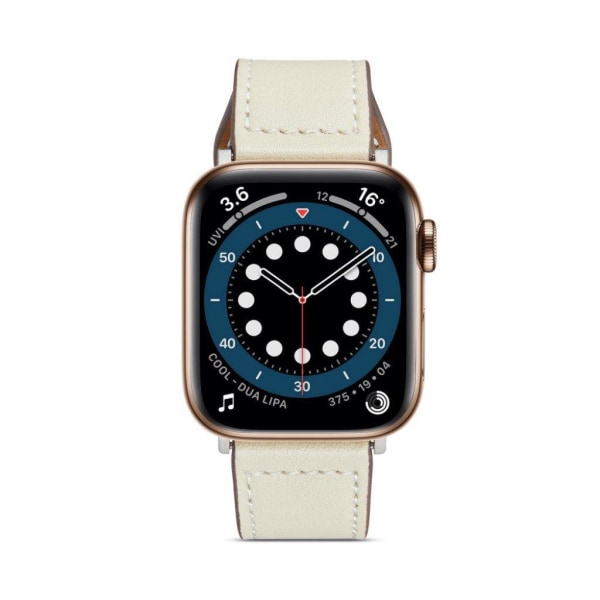 Apple Watch 42mm - 44mm klockarmband i äkta läder med nitdesign - Beige Brun