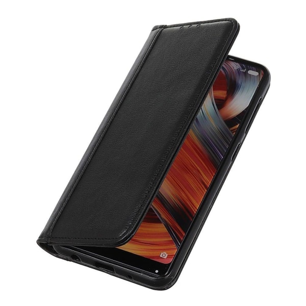 Ægte Læder Etui med Magnetic Closure til OnePlus 10 Pro - Sort Black