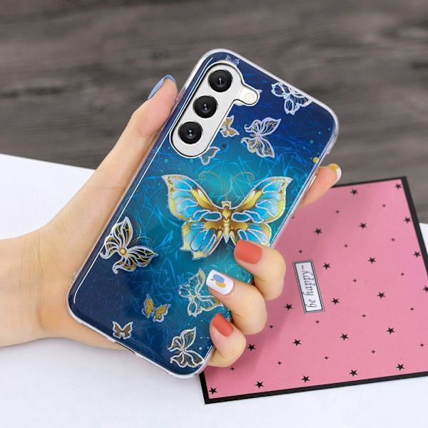 Deco Samsung Galaxy S23 Etui - Electroplated Sommerfugler Blue