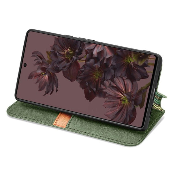Nahkakotelo With A Stylish Rhombus Imprint For Google Pixel 7 Pro - Vihreä Green