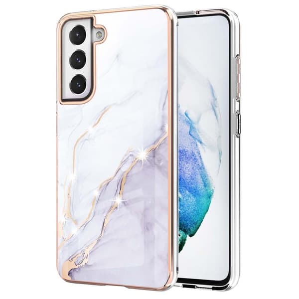Marble Samsung Galaxy S21 FE Etui - Hvit Klinkekule Haze White