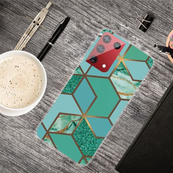 marmor Samsung Galaxy S21 Ultra etui - Teal marmor Tile Green