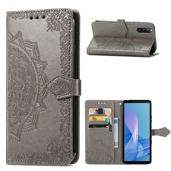 Mandala läder Sony Xperia 10 III fodral - Silver/Grå Silvergrå