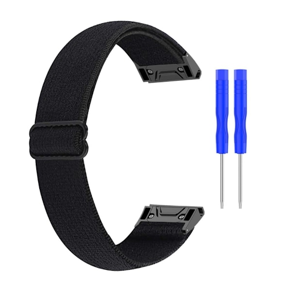 26 mm elastisk nylon-urrem til Garmin- og Coros-ure med værktøj - Sort Black