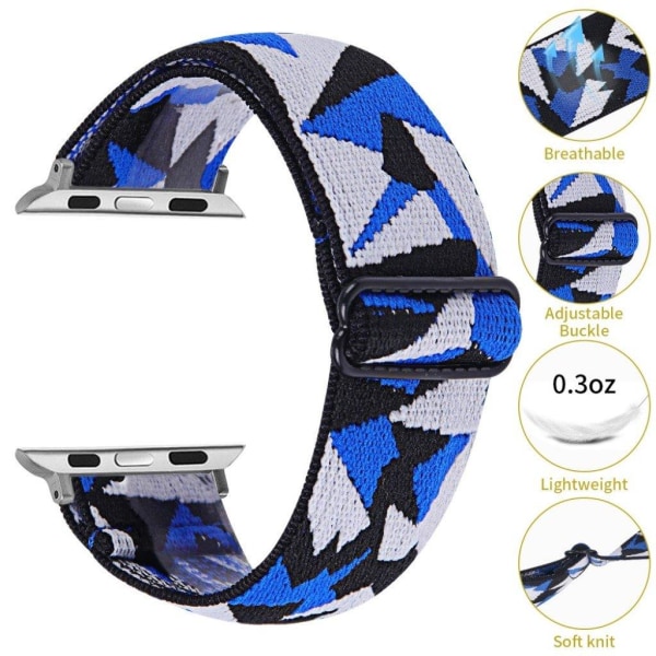 Apple Watch 42mm - 44mm elastic stylish pattern watch strap - Fragments of Blue and Black multifärg