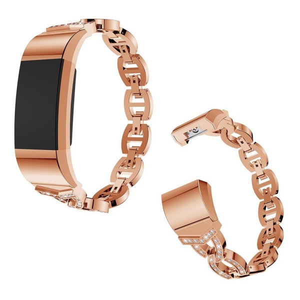 strass rostfritt stål klockarmband för Fitbit Charge 2 - rosa gu Rosa