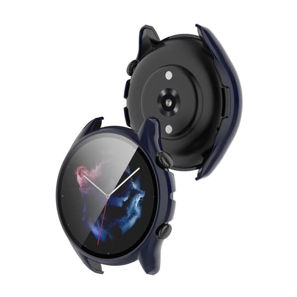 Amazfit GTR 3 / GT3 Pro ramme + herdet glass - Mørkeblå Blue