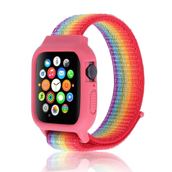 Apple Watch Series 5 44mm nylonkellonauha - Ruusu / Sateenkaari Multicolor