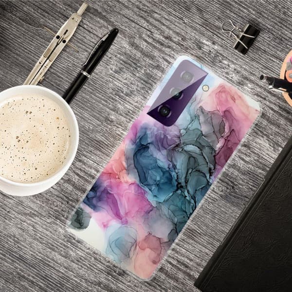 Marble design Samsung Galaxy S21 Plus 5G kotelot - Osmose Ruusu Ja Vihreä Multicolor