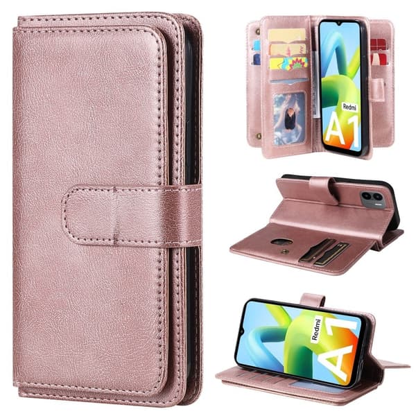 10-slot Pung Etui til Xiaomi Redmi A1 - Rødguld Pink