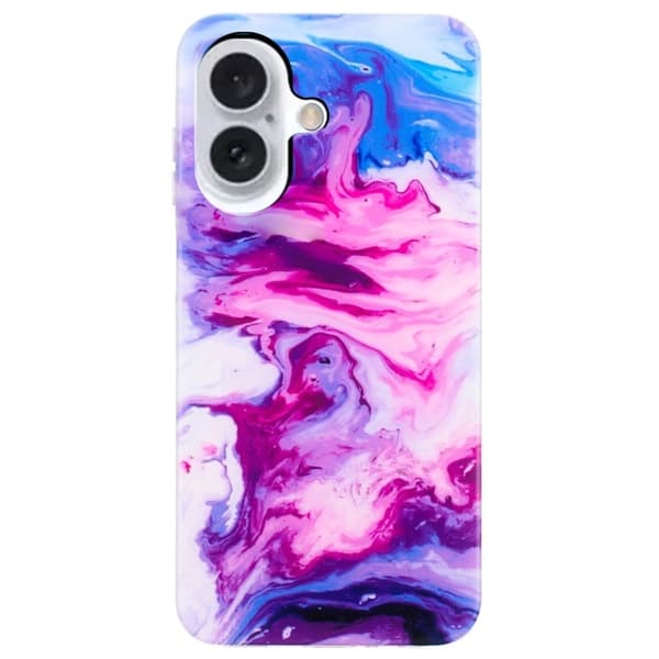 Marmordesign iPhone 16 deksel - Rose Pink