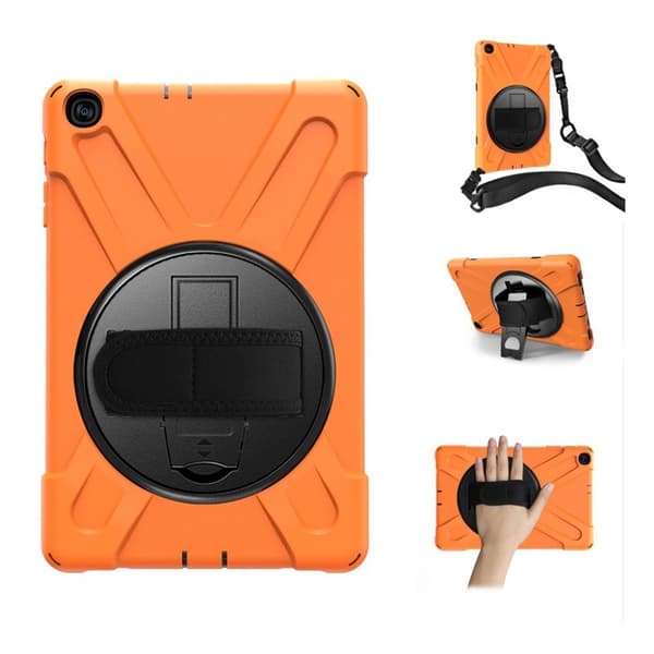 Samsung Galaxy Tab A 10.1 (2019) 360 graders silikon combo deksel  - Orange Orange