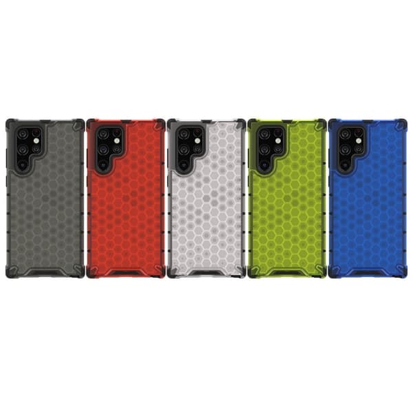 Bofink Honeycomb Samsung Galaxy S22 Ultra skal - Silver/Grå Silvergrå