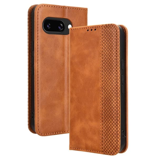 Bofink Vintage Google Pixel 9a nahkakotelo - Ruskea Brown