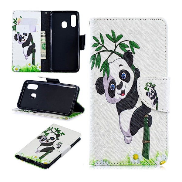 Samsung Galaxy A40 mönstrat läderfodral - Härlig Panda multifärg